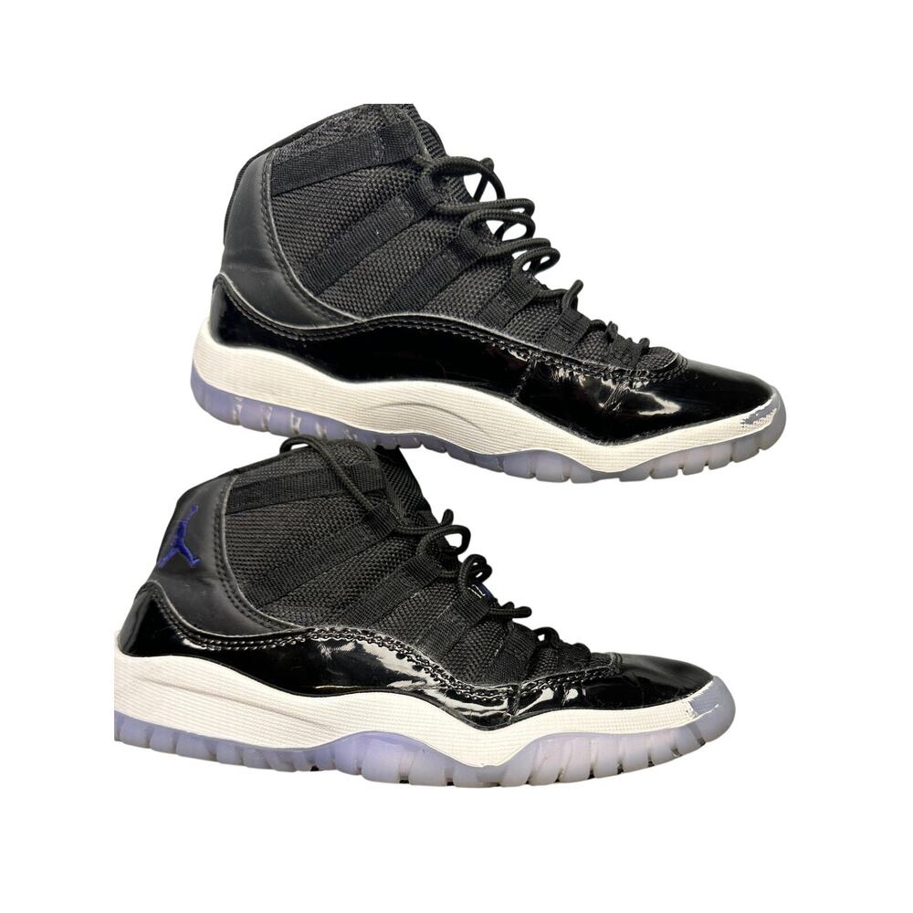 Jordan 11 Retro Space Jam Patent Leather Black Clear Sole Sneaker Kids 2.5Y